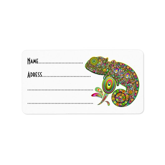 Chameleon Psychedelic Fantasy Adressaufkleber (Vorne)