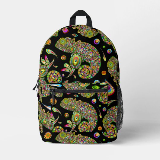 Chameleon Psychedelic Fantasy Bedruckter Rucksack (Vorderseite)