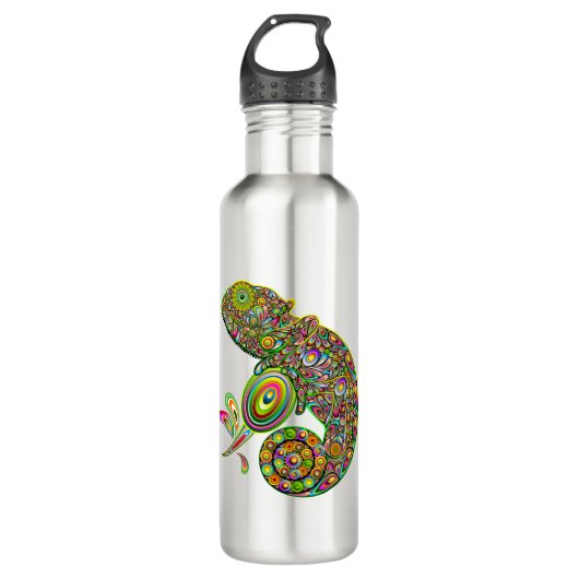 Chameleon Psychedelic Fantasy Edelstahlflasche (Vorderseite)