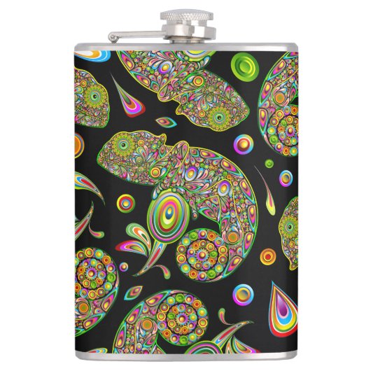 Chameleon Psychedelic Fantasy Flachmann (Vorderseite)