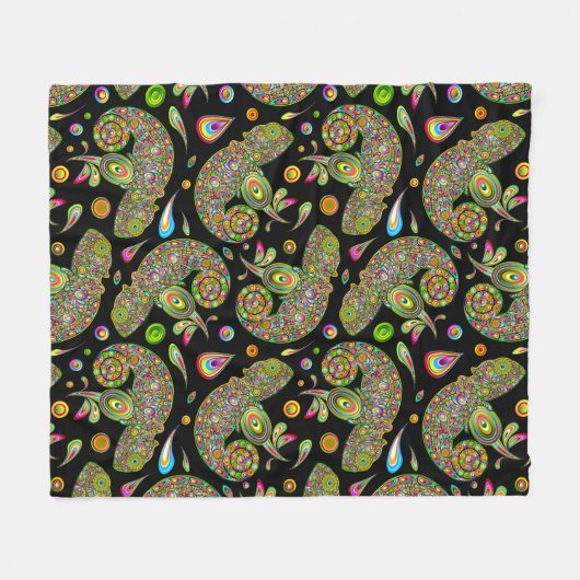 Chameleon Psychedelic Fantasy Fleecedecke (Vorderseite (Horizontal))