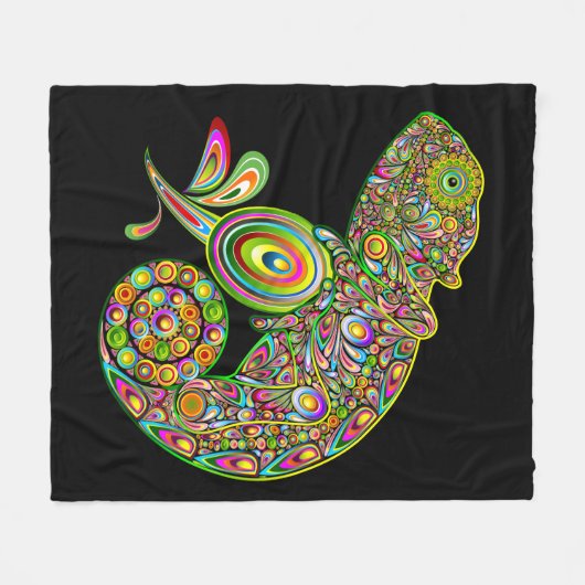 Chameleon Psychedelic Fantasy Fleecedecke (Vorderseite (Horizontal))