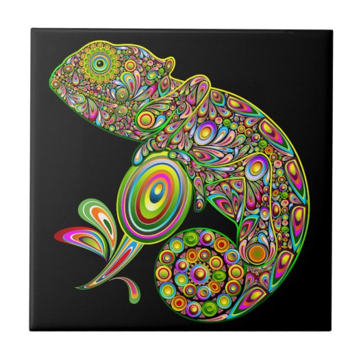 Chameleon Psychedelic Fantasy Fliese (Vorderseite)