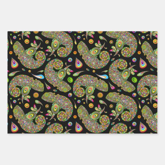 Chameleon Psychedelic Fantasy Geschenkpapier Set (Vorderseite 3)
