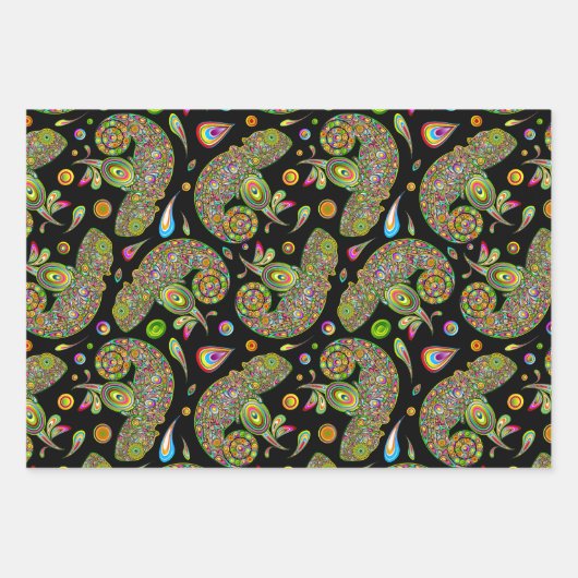 Chameleon Psychedelic Fantasy Geschenkpapier Set (Vorderseite)