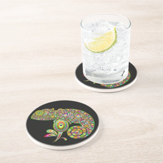 Chameleon Psychedelic Fantasy Getränkeuntersetzer (Seite)