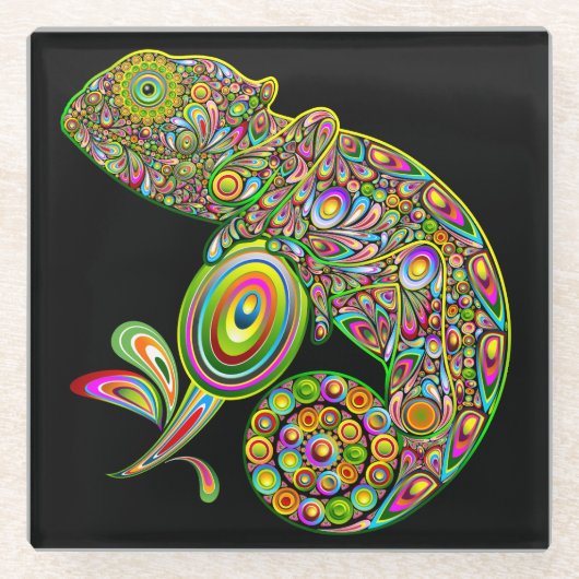 Chameleon Psychedelic Fantasy Glasuntersetzer (Vorderseite)