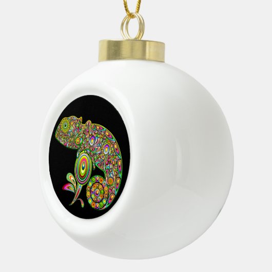 Chameleon Psychedelic Fantasy Keramik Kugel-Ornament (Rechts)