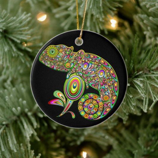 Chameleon Psychedelic Fantasy Keramik Ornament (Baum)