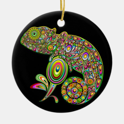 Chameleon Psychedelic Fantasy Keramik Ornament (Vorne)