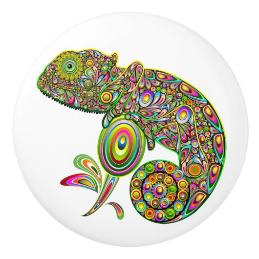 Chameleon Psychedelic Fantasy Keramikknauf (Vorderseite)