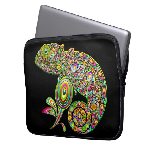 Chameleon Psychedelic Fantasy Laptopschutzhülle (Vorderseite Links)