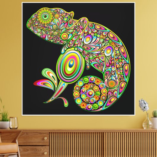 Chameleon Psychedelic Fantasy Leinwanddruck (Insitu (Wohnzimmer))