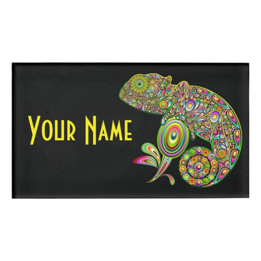 Chameleon Psychedelic Fantasy Namenschild (Vorderseite)