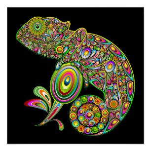 Chameleon Psychedelic Fantasy Poster