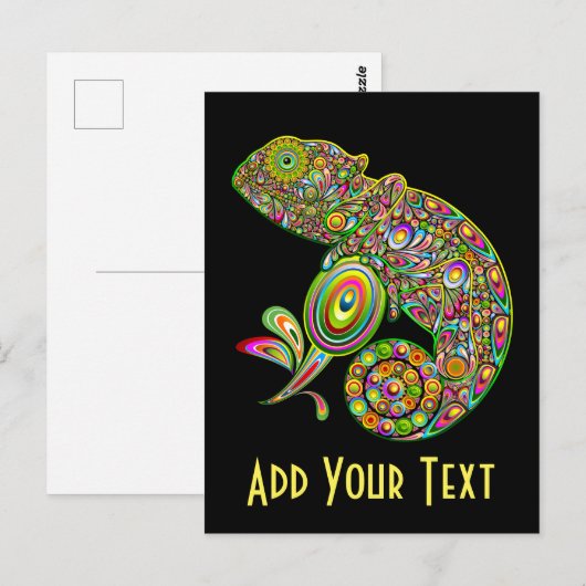Chameleon Psychedelic Fantasy Postkarte (Vorne/Hinten)