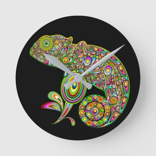 Chameleon Psychedelic Fantasy Runde Wanduhr (Vorderseite)