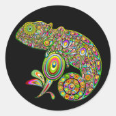Chameleon Psychedelic Fantasy Runder Aufkleber (Vorderseite)