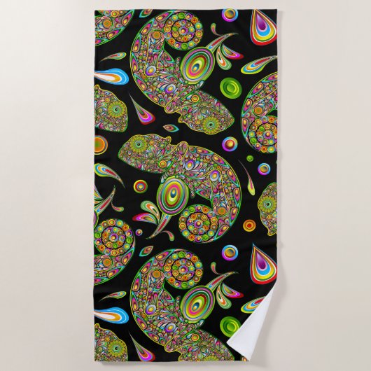 Chameleon Psychedelic Fantasy Strandtuch (Vorderseite)