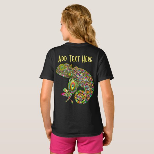 Chameleon Psychedelic Fantasy T-Shirt (Schwarz voll)