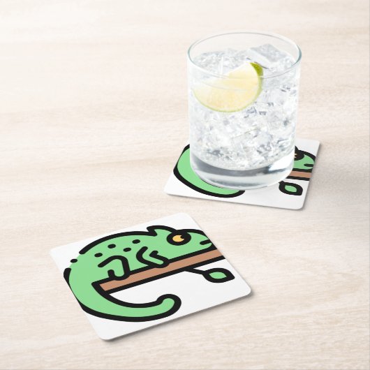 Chameleon Rechteckiger Pappuntersetzer (Vor Ort)