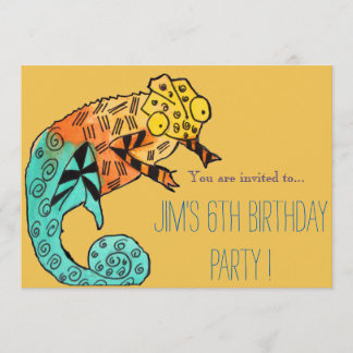 Chameleon Reptil Illustration Geburtstagsparty Einladung