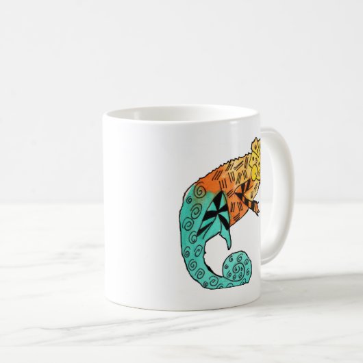 Chameleon Reptile Art Illustration Kaffeetasse (VorderseiteRechts)