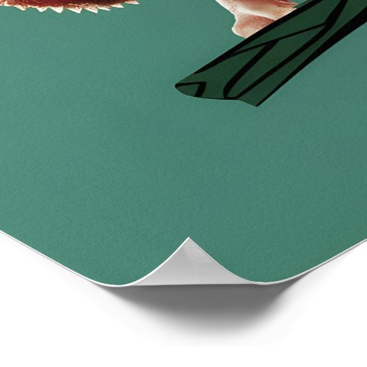 Chameleon trägt Sonnenbrille auf festem Hintergrun Poster (Ecke)