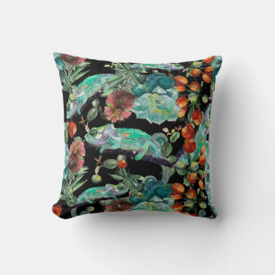 Chameleon und Sukkulentes Kissen