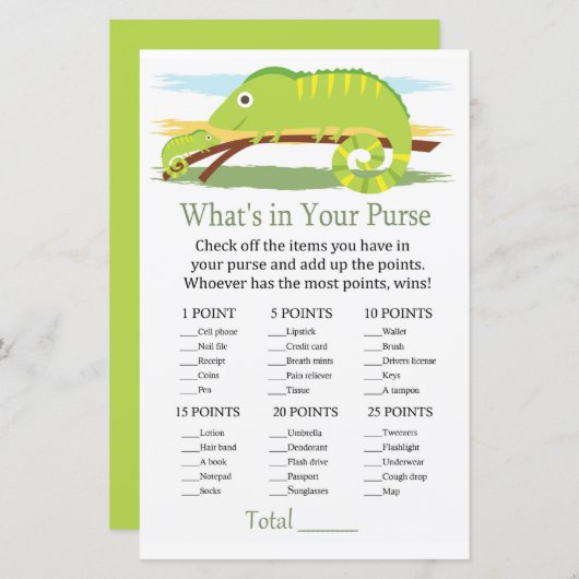 Chameleon Was ist in deinem Handyspiel Babydusche? (Vorne/Hinten)