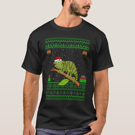 Chameleon Weihnachtsmannmütze Matching Ugly Chamel T-Shirt (Vorderseite)