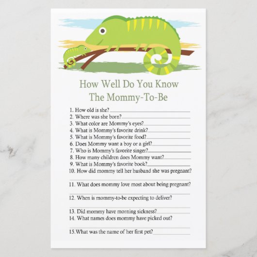 Chameleon Wie gut kennen Sie das Baby-Duschspiel? (Vorderseite)