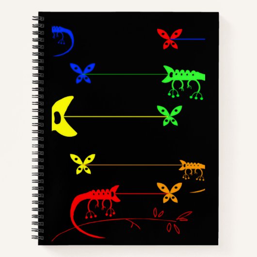 Chameleon Zeichnend, Chameleon Notebook, Regenboge Notizblock (Vorderseite)