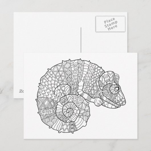 Chameleon Zendoodle Postkarte (Vorne/Hinten)