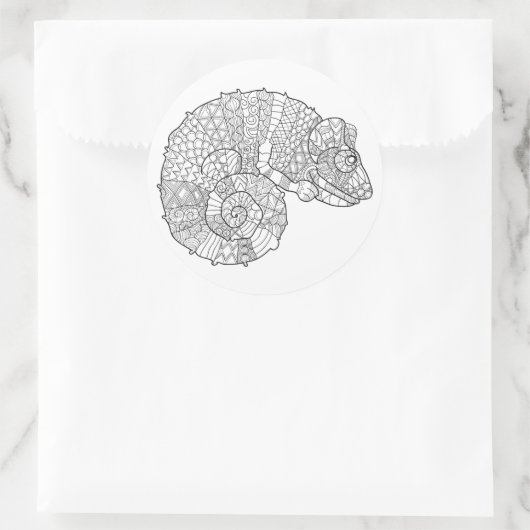 Chameleon Zendoodle Runder Aufkleber (Tasche)