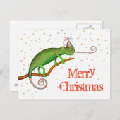 Chameleon zu Weihnachten. Postkarte (Vorne/Hinten)