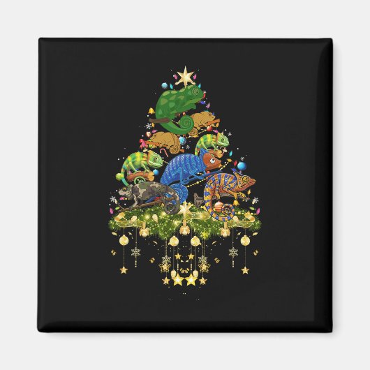 Chameleons Christmas Tree Lights Holiday Chameleon Magnet (Vorne)