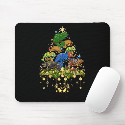Chameleons Christmas Tree Lights Holiday Chameleon Mousepad (Mit Mouse)