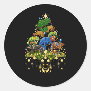 Chameleons Christmas Tree Lights Holiday Chameleon Runder Aufkleber