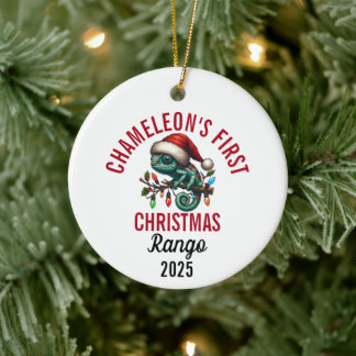 Chameleon's First Christmas 2025 Keramik Ornament