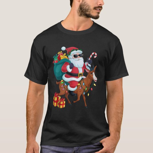 Chamois Xmas Lighting Santa Riding T-Shirt (Vorderseite)