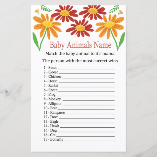 Chamomile Baby Animals Name Game (Vorderseite)