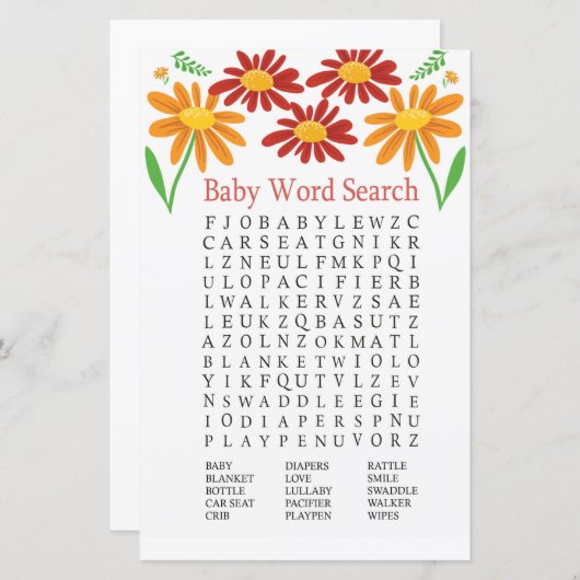 Chamomile Baby Shooter Word Search Game (Vorne/Hinten)