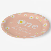 Chamomile Blume Coral Watercolor Erstgeburt Pappteller (Schrägansicht)