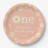 Chamomile Blume Coral Watercolor Erstgeburt Pappteller (Vorderseite)