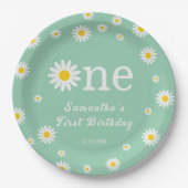 Chamomile Blume Grüne Wasserfarbe erster Geburtsta Pappteller (Vorderseite)