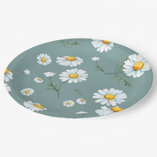 Chamomile-Blume-Muster Pappteller (Schrägansicht)