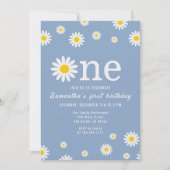 Chamomile Blume Wildblume Blue Erster Geburtstag Einladung (Vorderseite)
