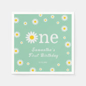 Chamomile Daisy Blume Elegant Green Geburtstag Serviette (Vorderseite)