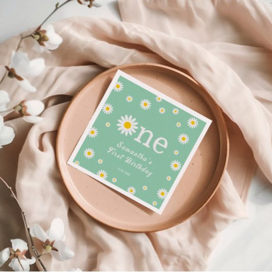 Chamomile Daisy Blume Elegant Green Geburtstag Serviette